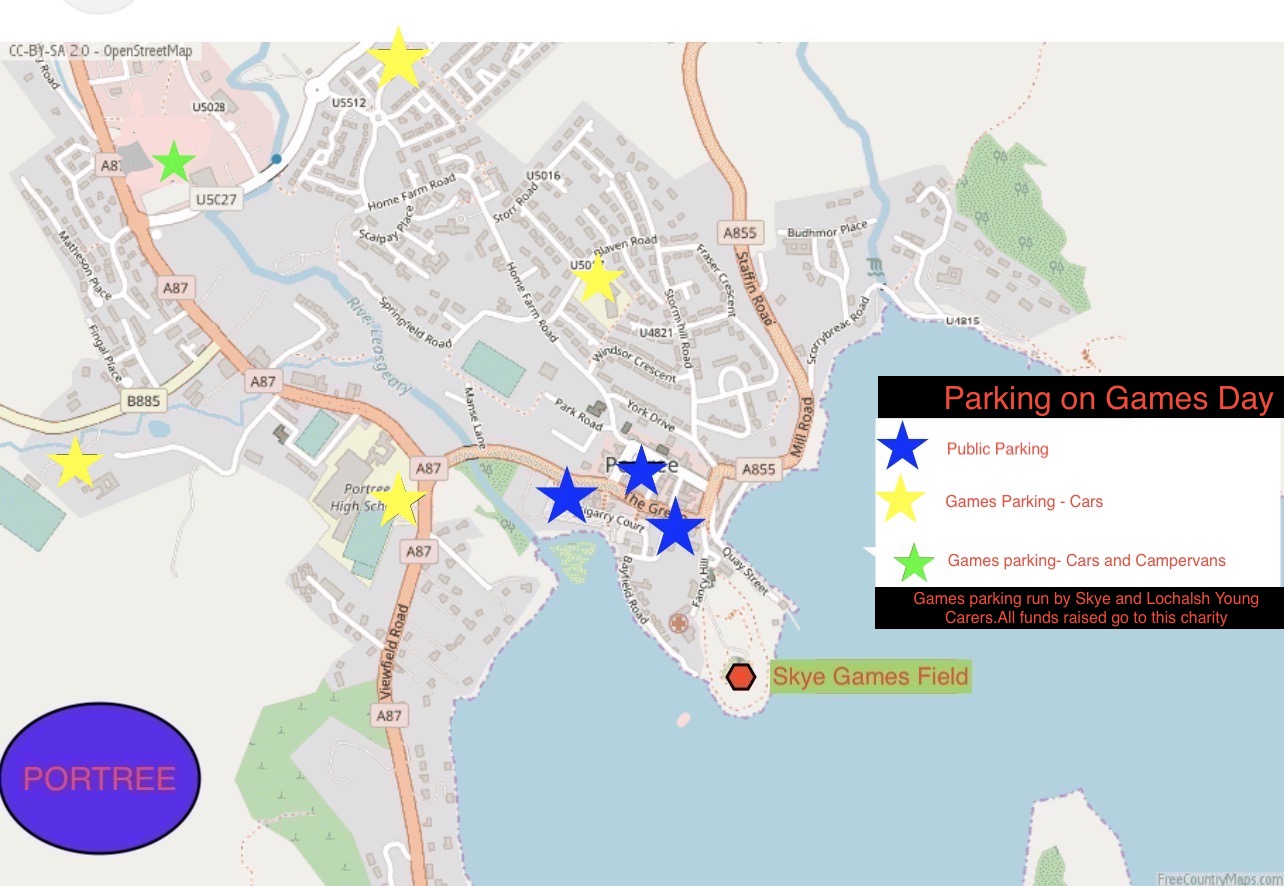 Map of Parking Locations in Portree